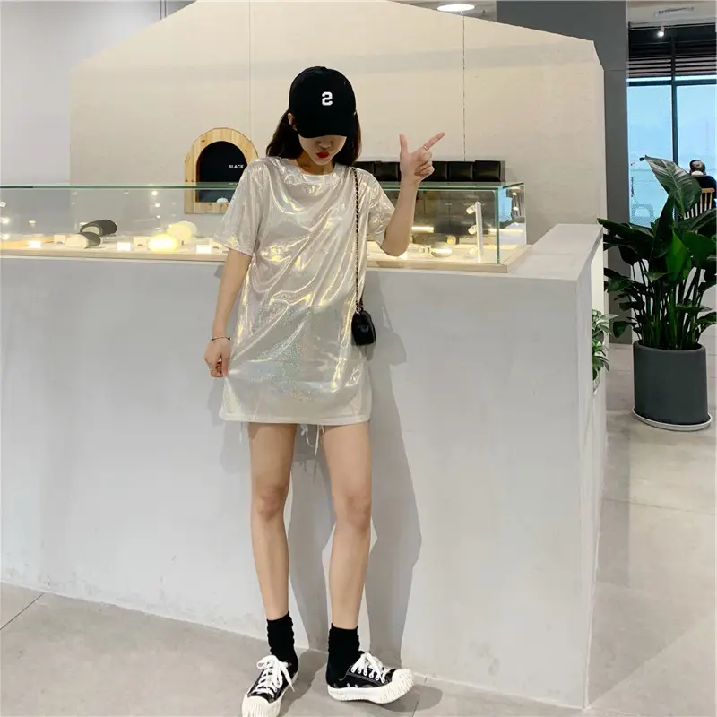 K-Style Glitter T-Shirt Women Large