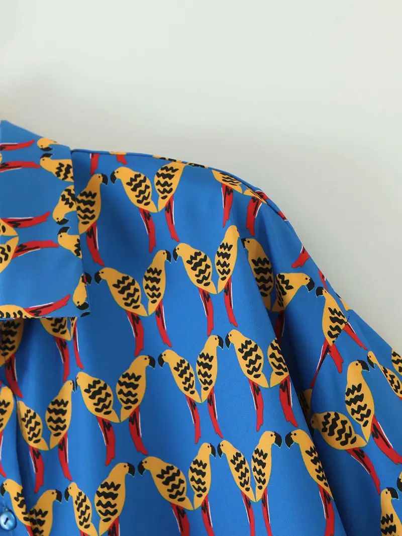Blue Printed Satin Skirt for Women Summer Wear — feature 11