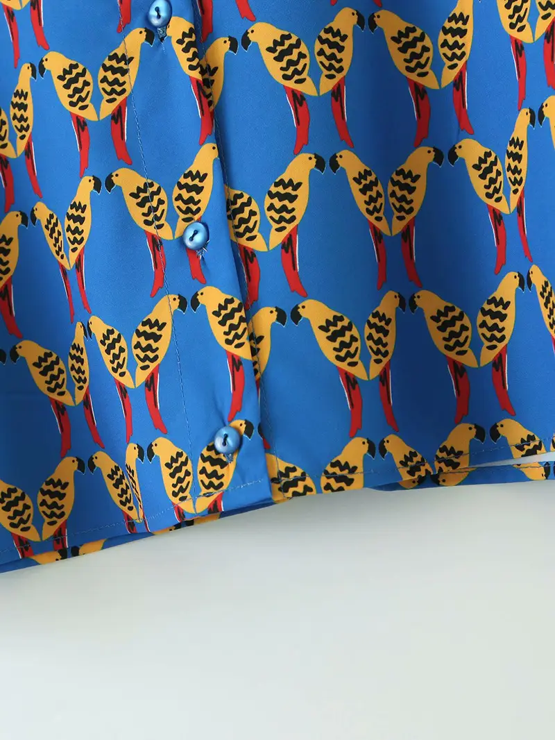 Blue Printed Satin Skirt for Women Summer Wear — feature 15