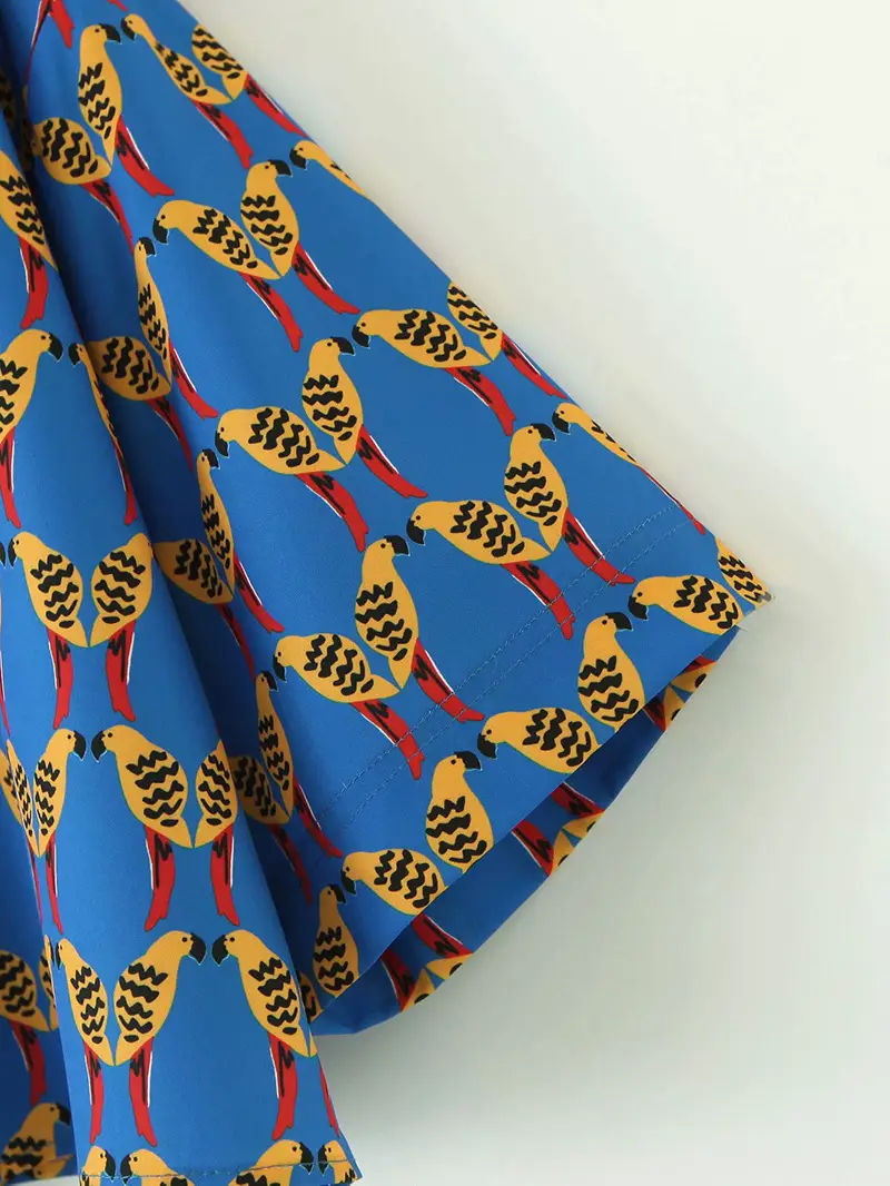Blue Printed Satin Skirt for Women Summer Wear — feature 17