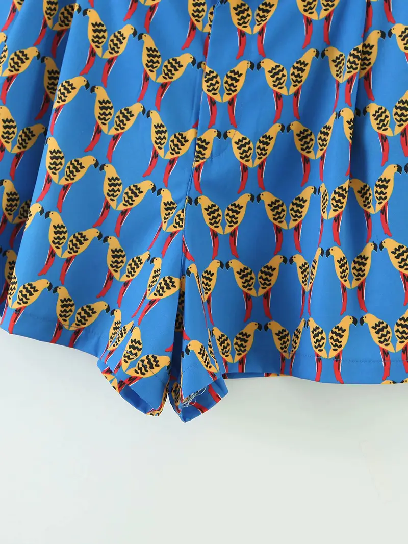 Blue Printed Satin Skirt for Women Summer Wear — feature 23
