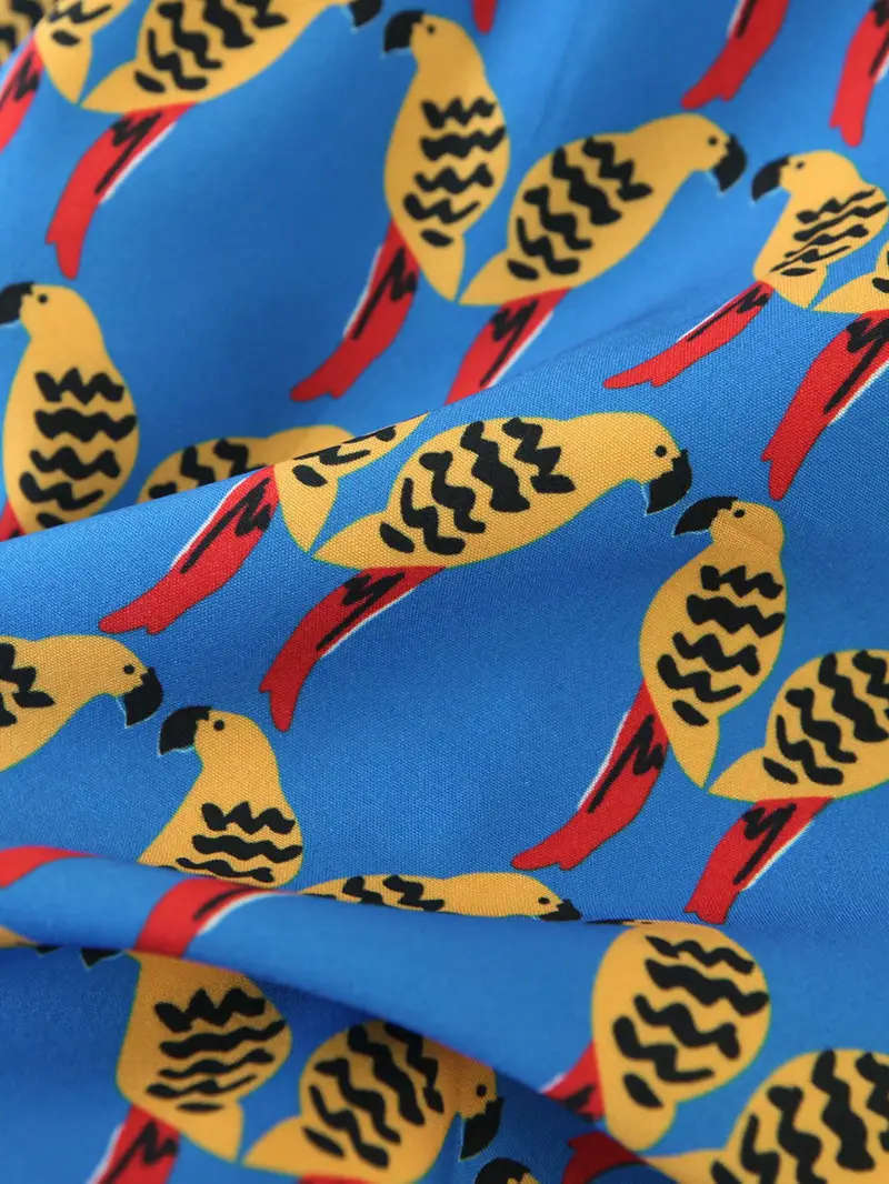 Blue Printed Satin Skirt for Women Summer Wear — feature 27