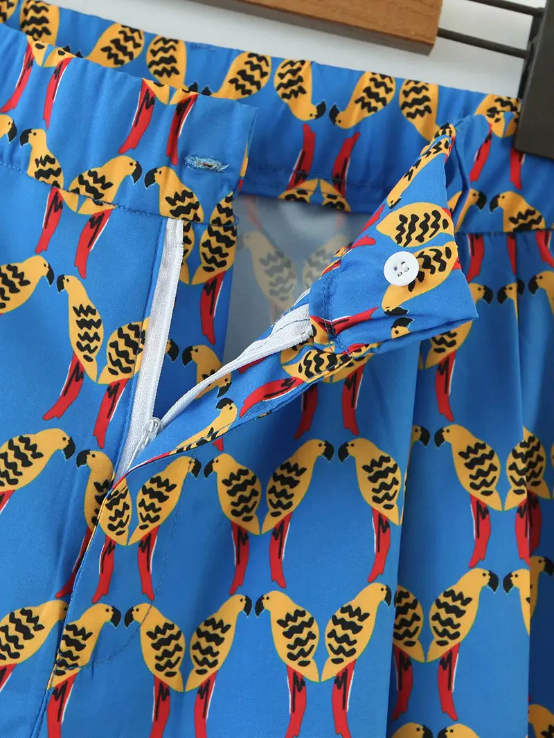 Blue Printed Satin Skirt for Women Summer Wear — feature 29