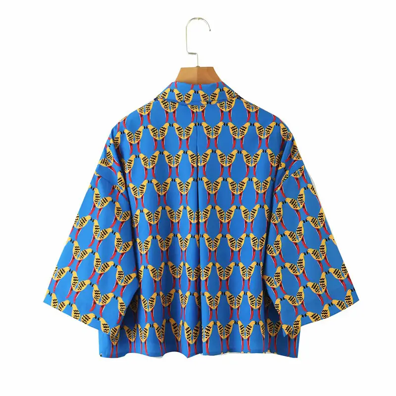 Blue Printed Satin Skirt for Women Summer Wear — feature 5