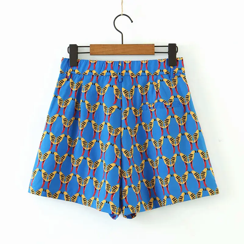 Blue Printed Satin Skirt for Women Summer Wear — feature 7