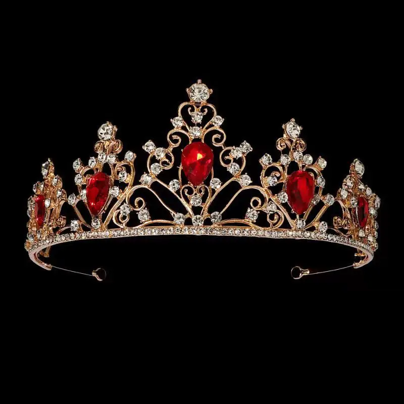 Gold Bridal Crown with Purple Gemstones