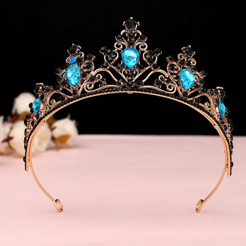 Gold Bridal Crown with Purple Gemstones