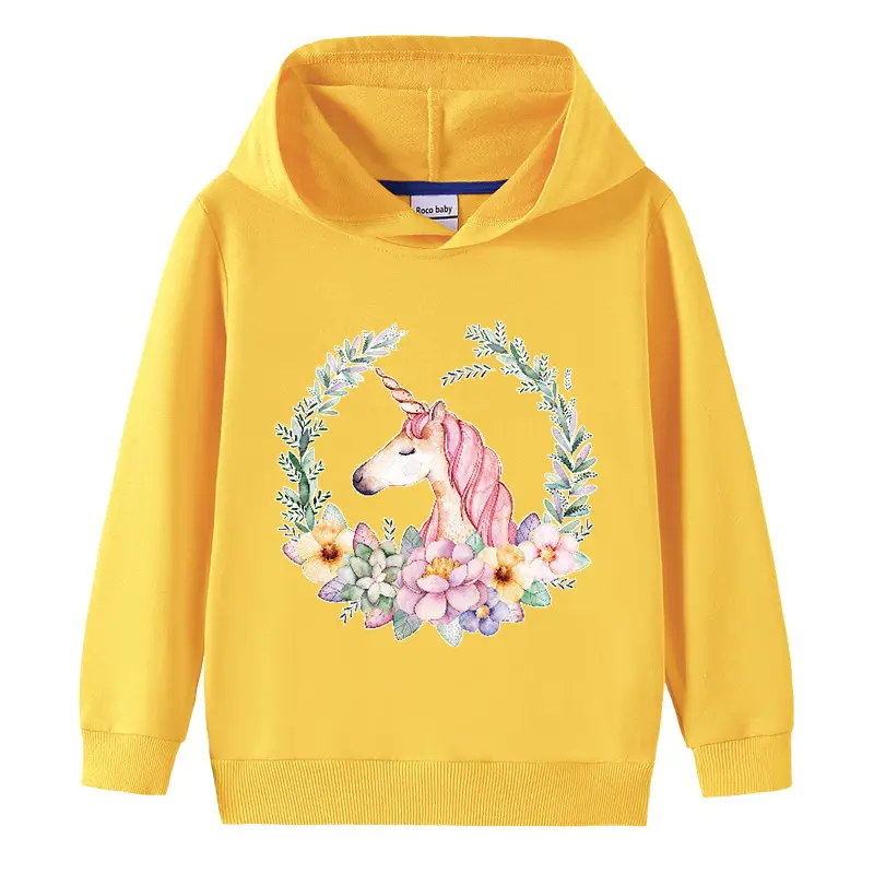 Purple Unicorn Hooded Pullover for Girls