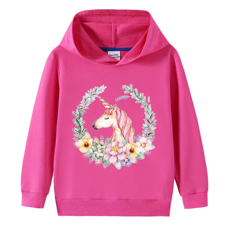 Purple Unicorn Hooded Pullover for Girls