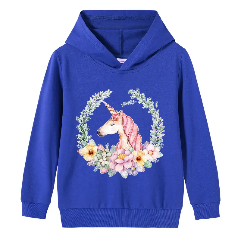 Purple Unicorn Hooded Pullover for Girls