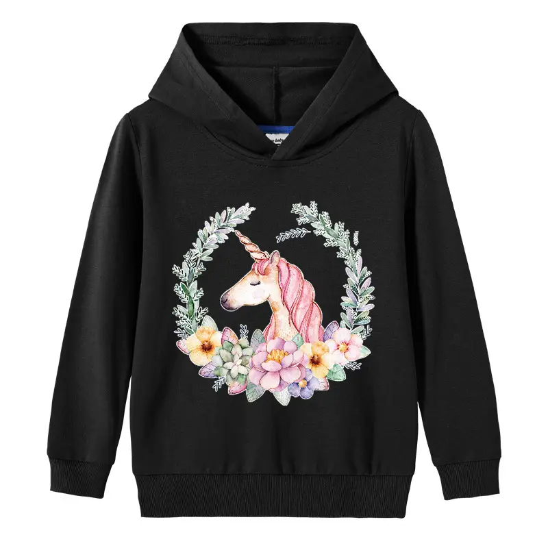 Purple Unicorn Hooded Pullover for Girls