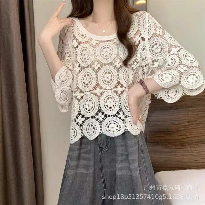 Women's White Lace Cardigan Top with Short Sleeves - Image 22