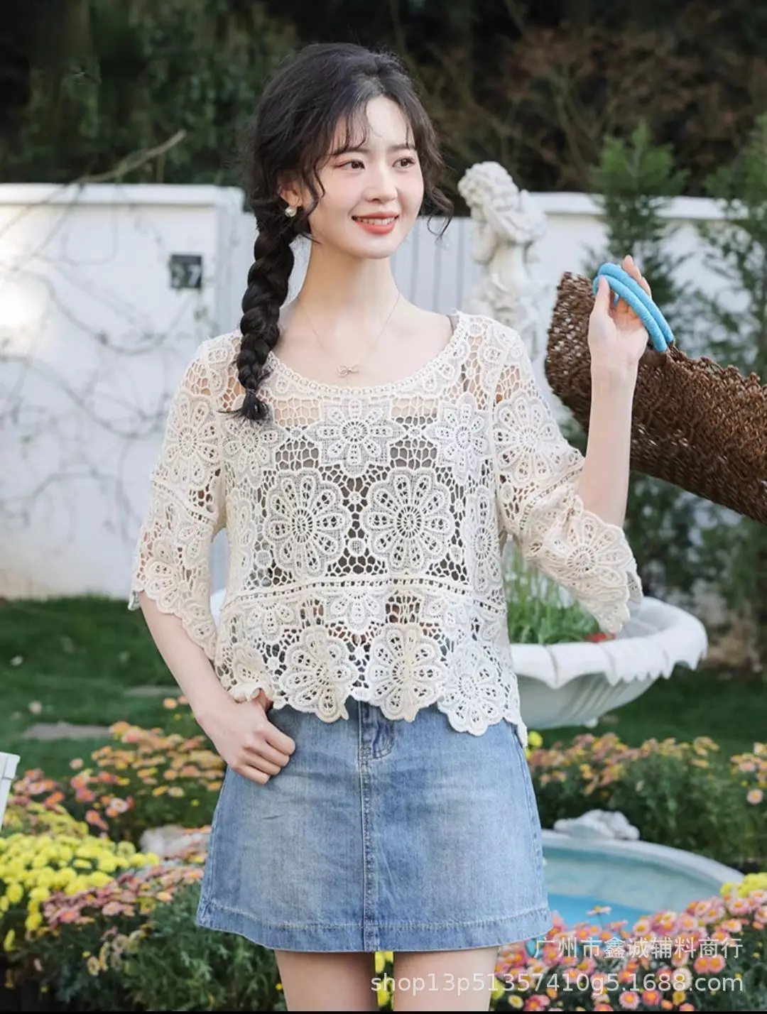 Women's White Lace Cardigan Top with Short Sleeves - Image 23