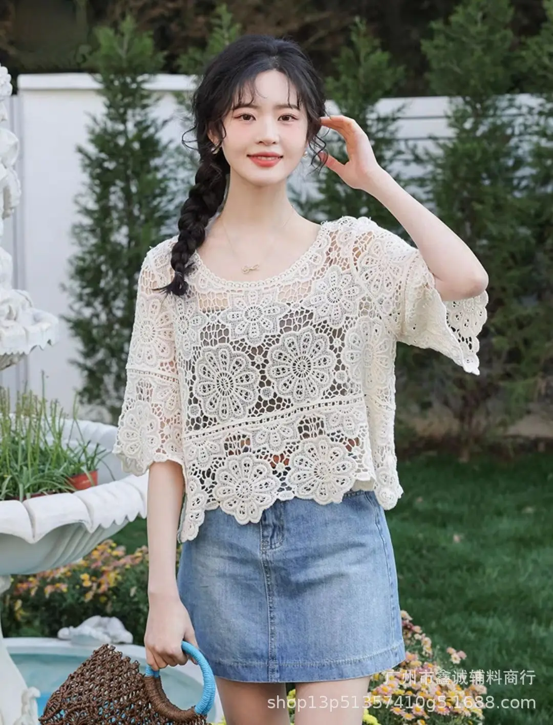 Women's White Lace Cardigan Top with Short Sleeves - Image 24