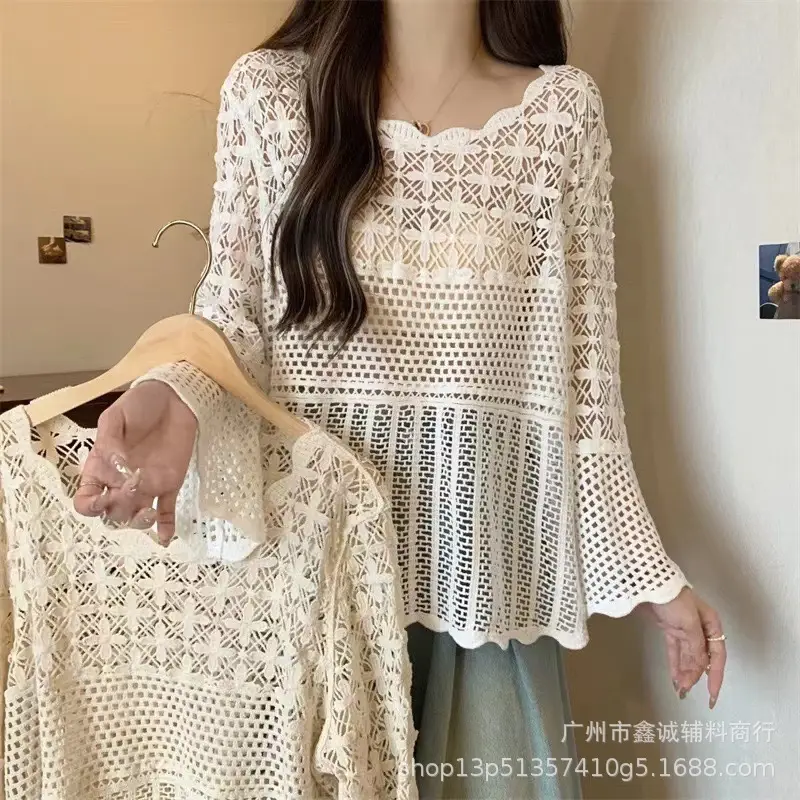 Women's White Lace Cardigan Top with Short Sleeves - Image 3