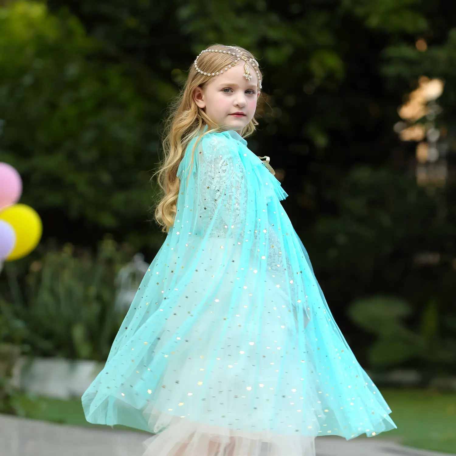 2021 Frozen Princess Girls Shawl Cape Costume White - Image 7