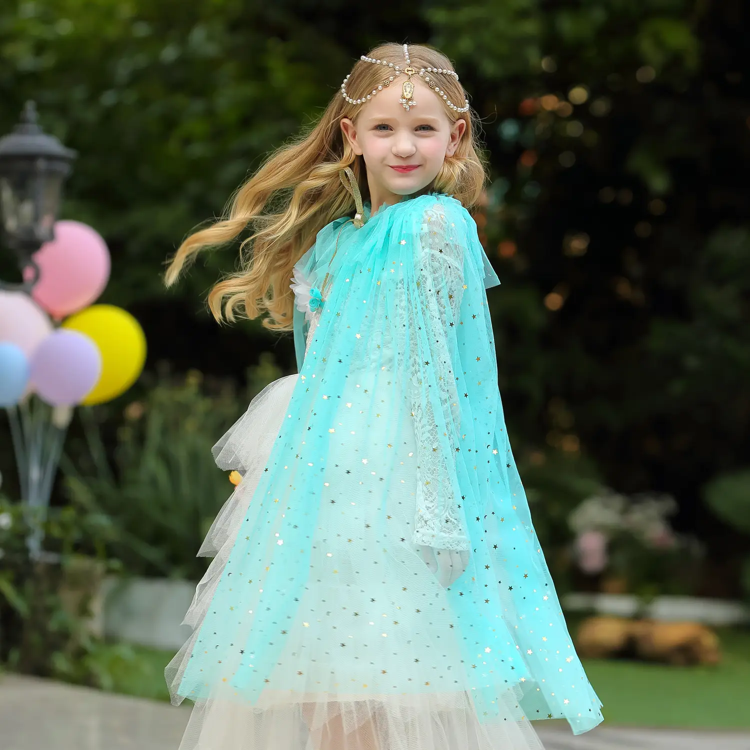 2021 Frozen Princess Girls Shawl Cape Costume White - Image 8