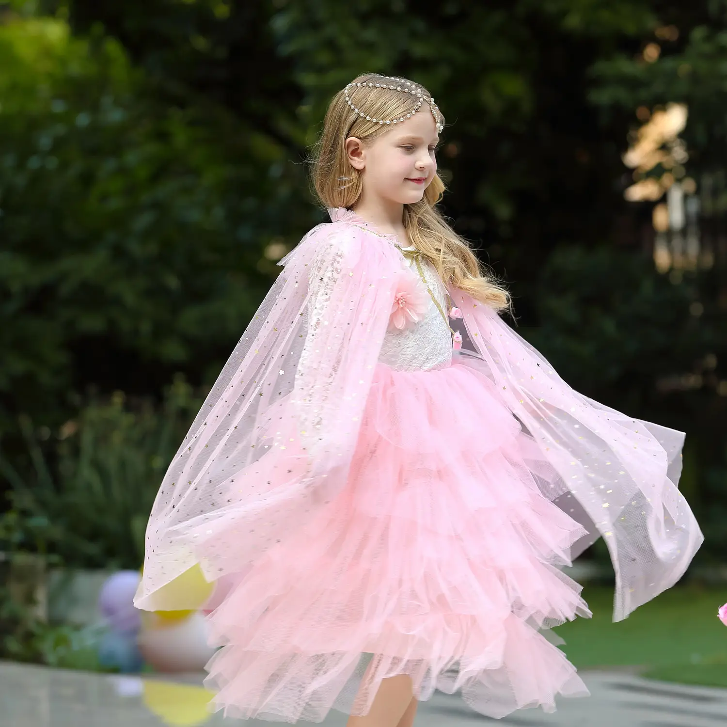 2021 Frozen Princess Girls Shawl Cape Costume White - Image 3