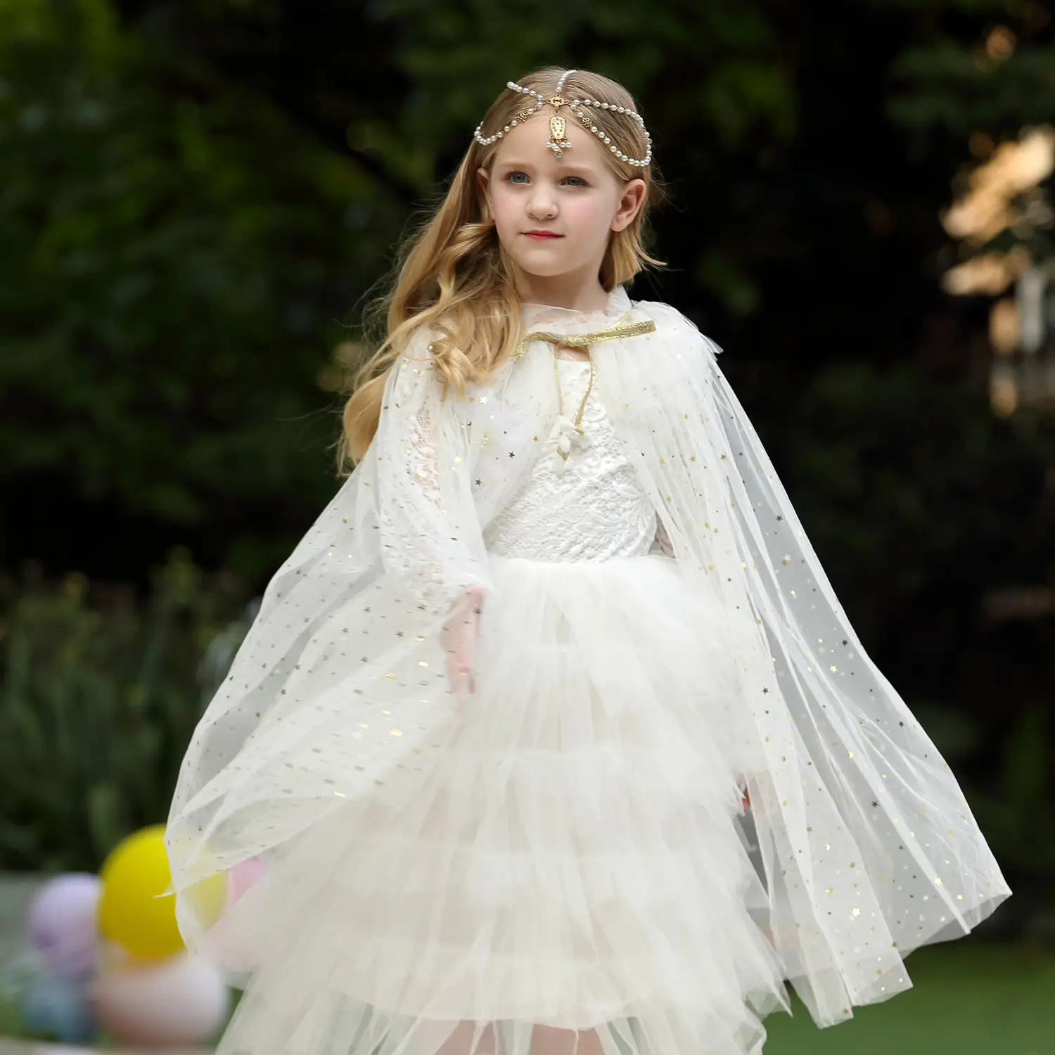 2021 Frozen Princess Girls Shawl Cape Costume White - Image 4