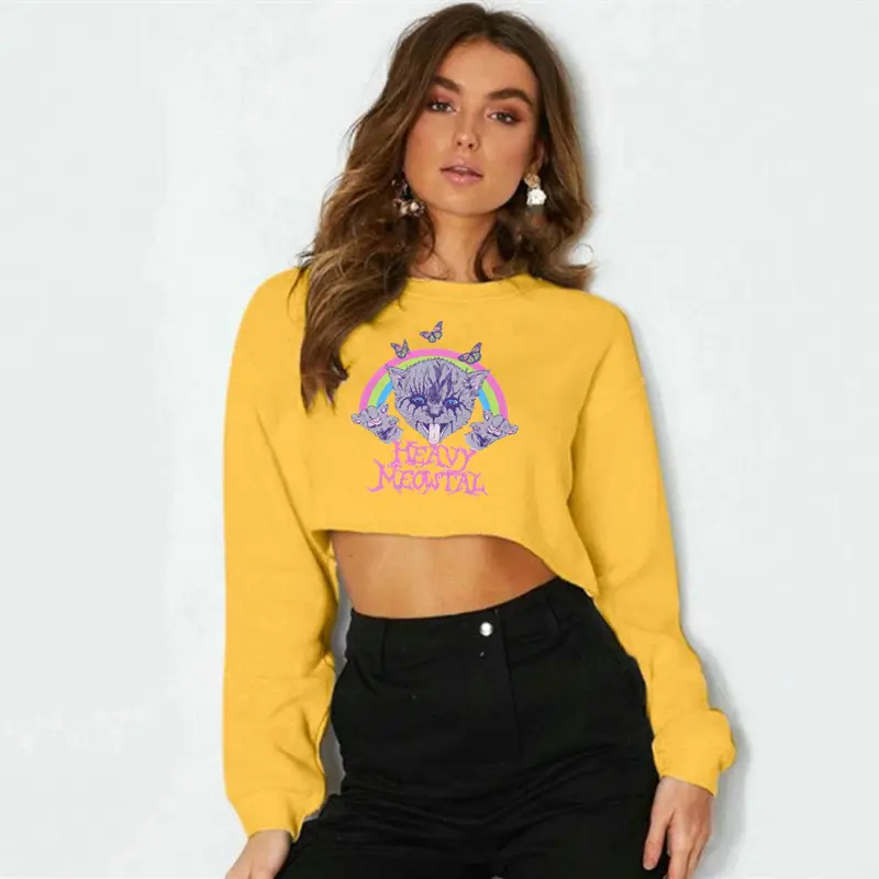 Heavy Metal Butterfly Crop Top Black Women's Wear