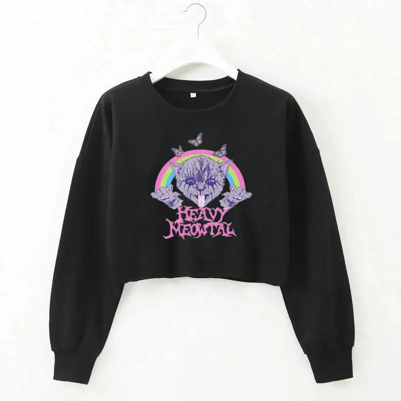 Heavy Metal Butterfly Crop Top Black Women's Wear