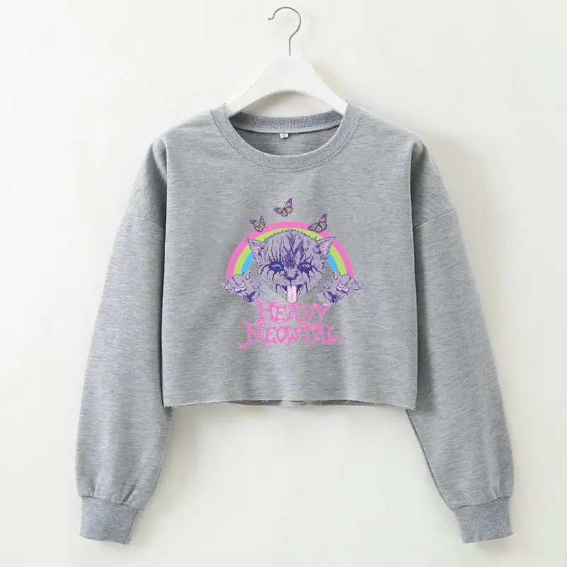Heavy Metal Butterfly Crop Top Black Women's Wear