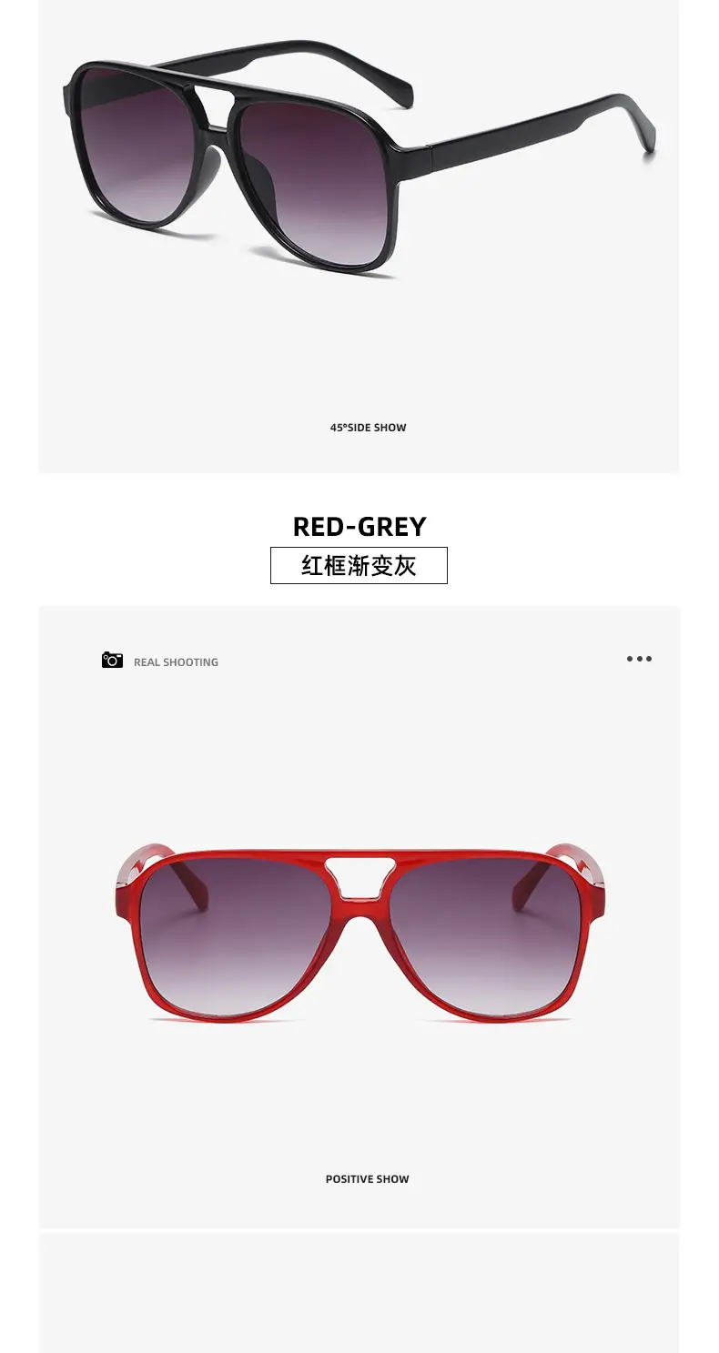 Red Grey Pilot Frog Sunglasses for Women Men — feature 16