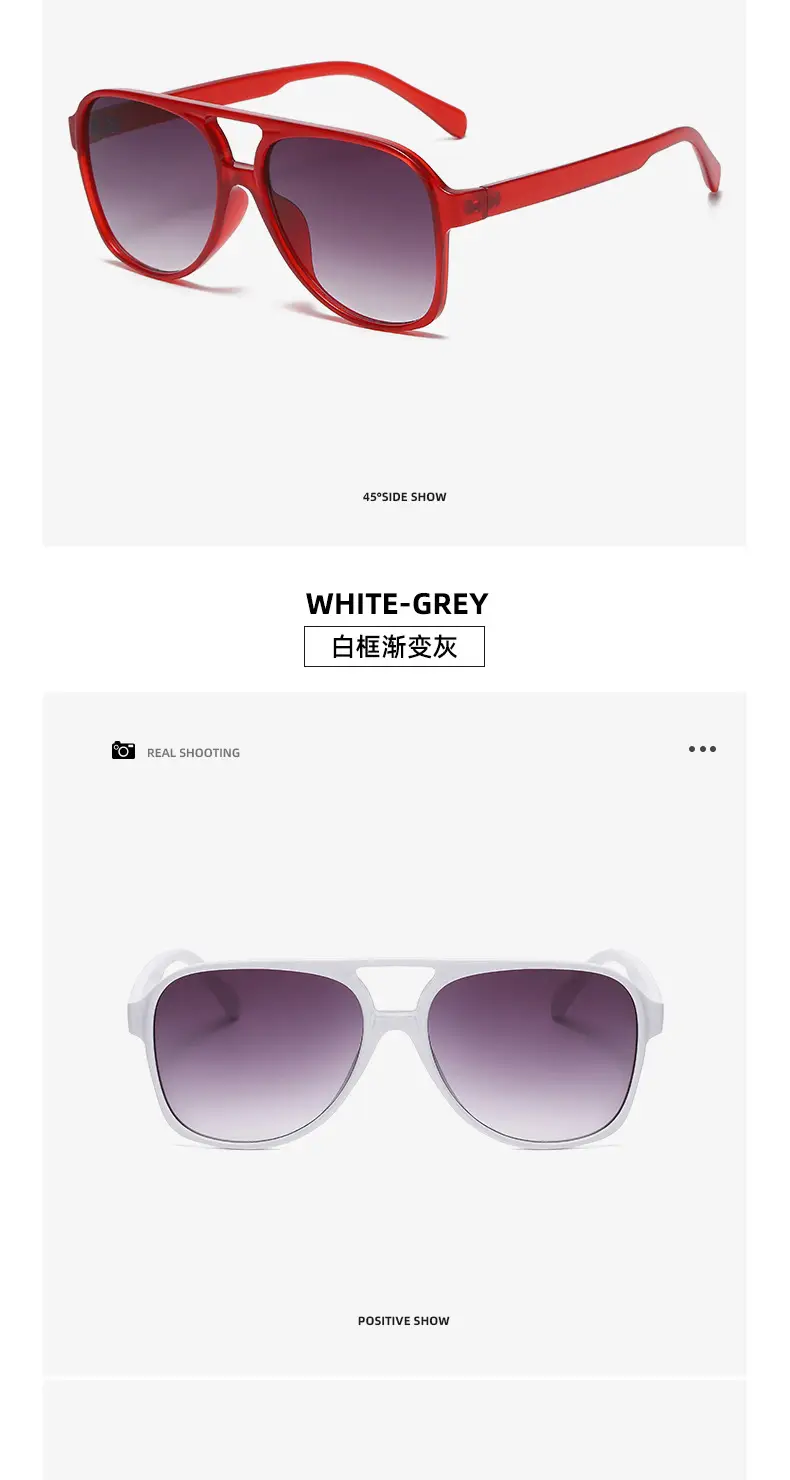 Red Grey Pilot Frog Sunglasses for Women Men — feature 17