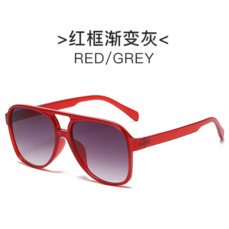 Red Grey Pilot Frog Sunglasses for Women Men - Image 3