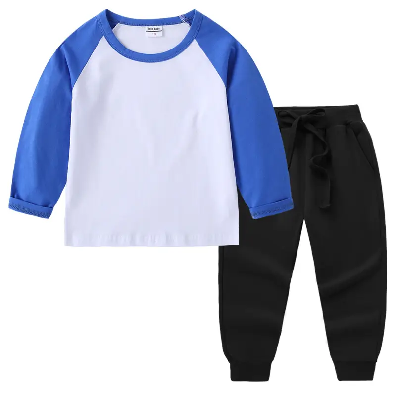 Kids Cotton Long Sleeve T-Shirt Red White Pink Black Pants Set - Image 12
