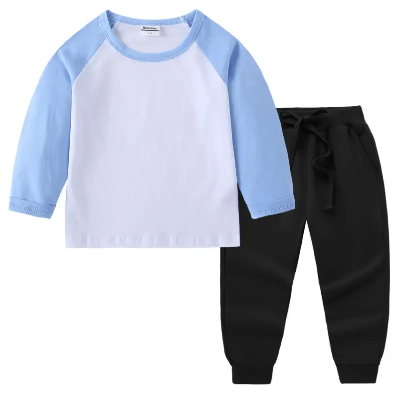 Kids Cotton Long Sleeve T-Shirt Red White Pink Black Pants Set - Image 16
