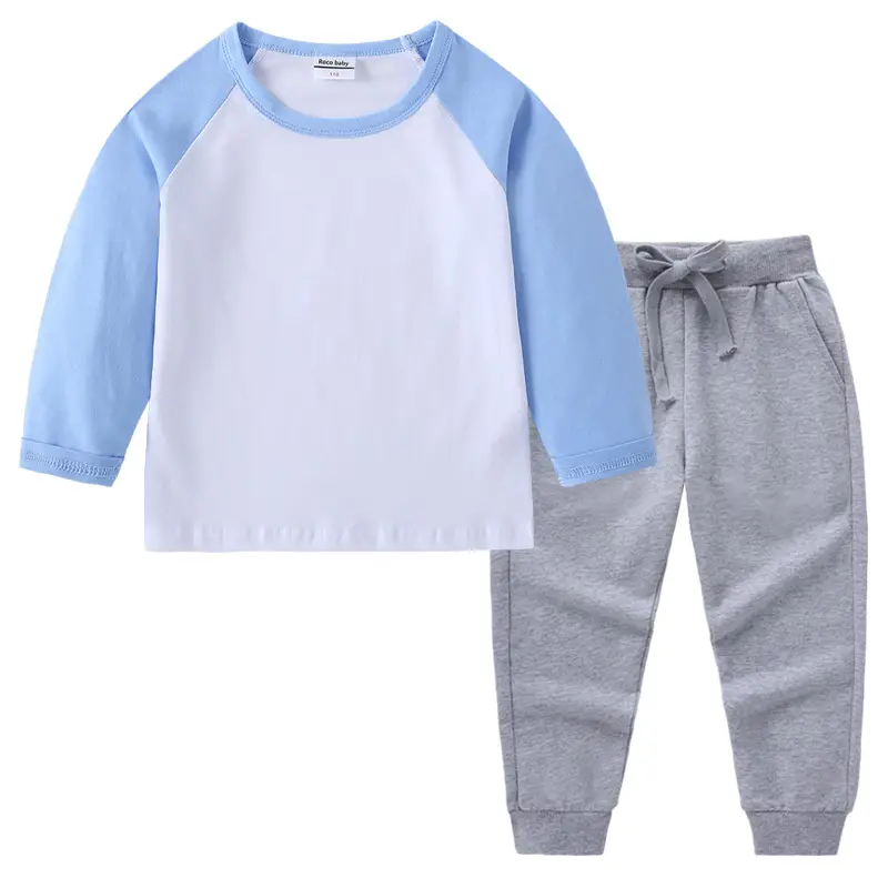 Kids Cotton Long Sleeve T-Shirt Red White Pink Black Pants Set - Image 17