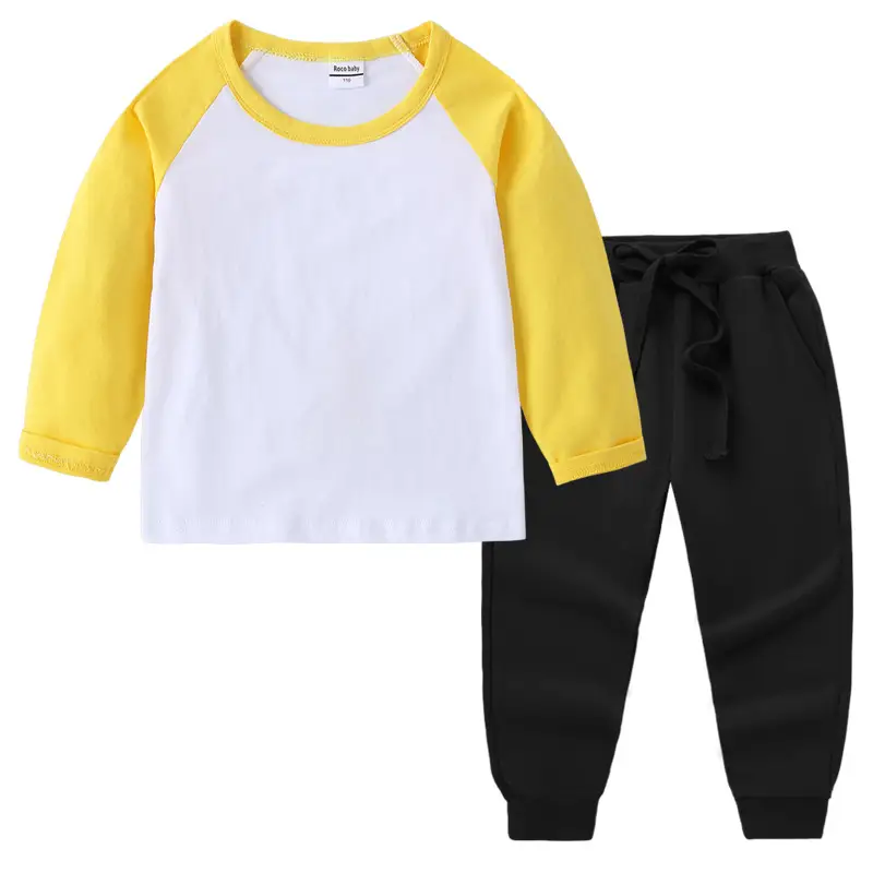 Kids Cotton Long Sleeve T-Shirt Red White Pink Black Pants Set - Image 18