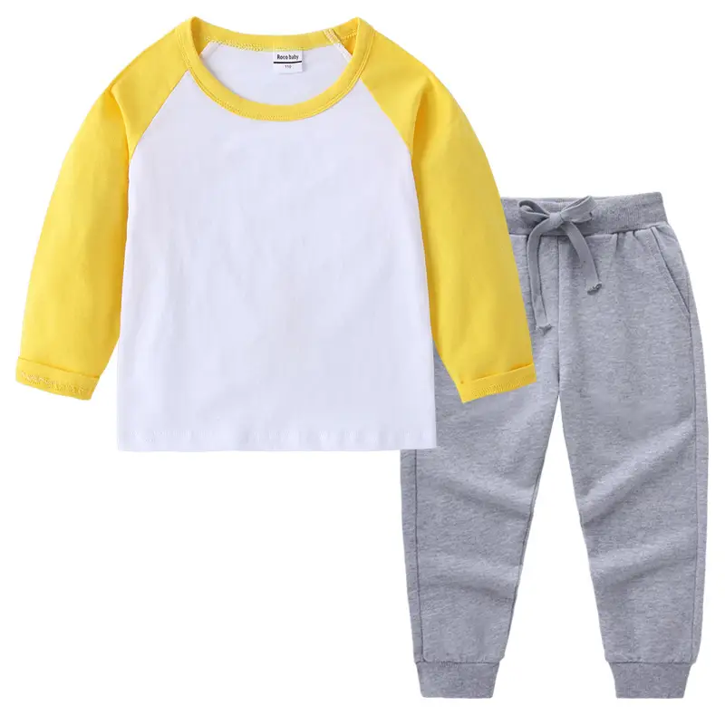 Kids Cotton Long Sleeve T-Shirt Red White Pink Black Pants Set - Image 19