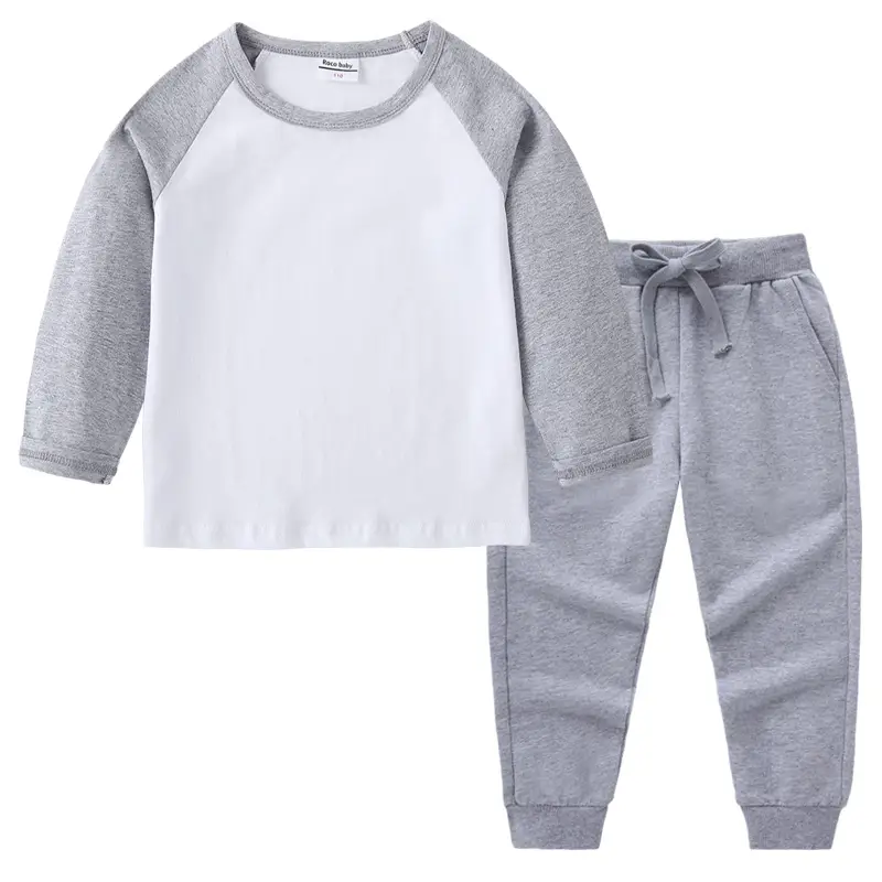 Kids Cotton Long Sleeve T-Shirt Red White Pink Black Pants Set - Image 23