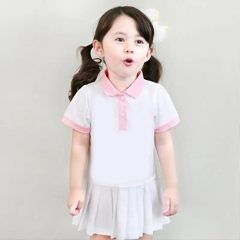 Girls Pink Pleated Polo Skirt Summer Dress