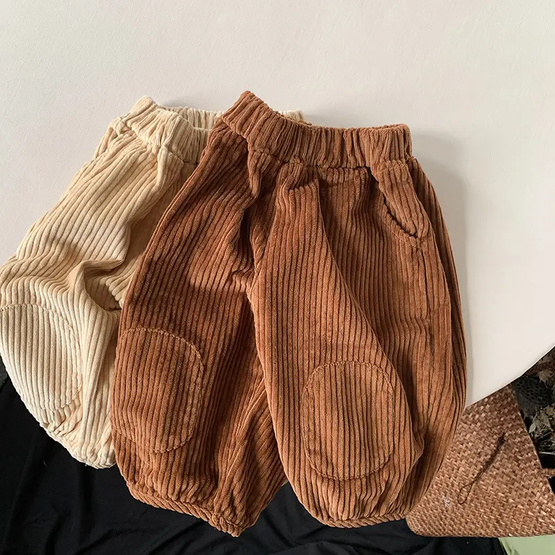 Korean Corduroy Kids Pants Autumn Winter New Girls Loose Wide Leg South Korea - Image 3