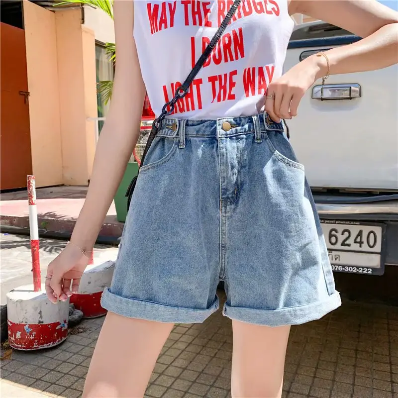 Women Denim Shorts High Waist 2021 Summer Large - Image 4