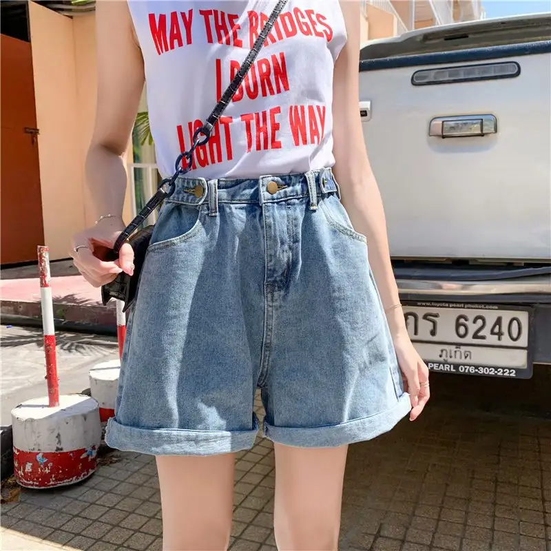 Women Denim Shorts High Waist 2021 Summer Large - Image 5