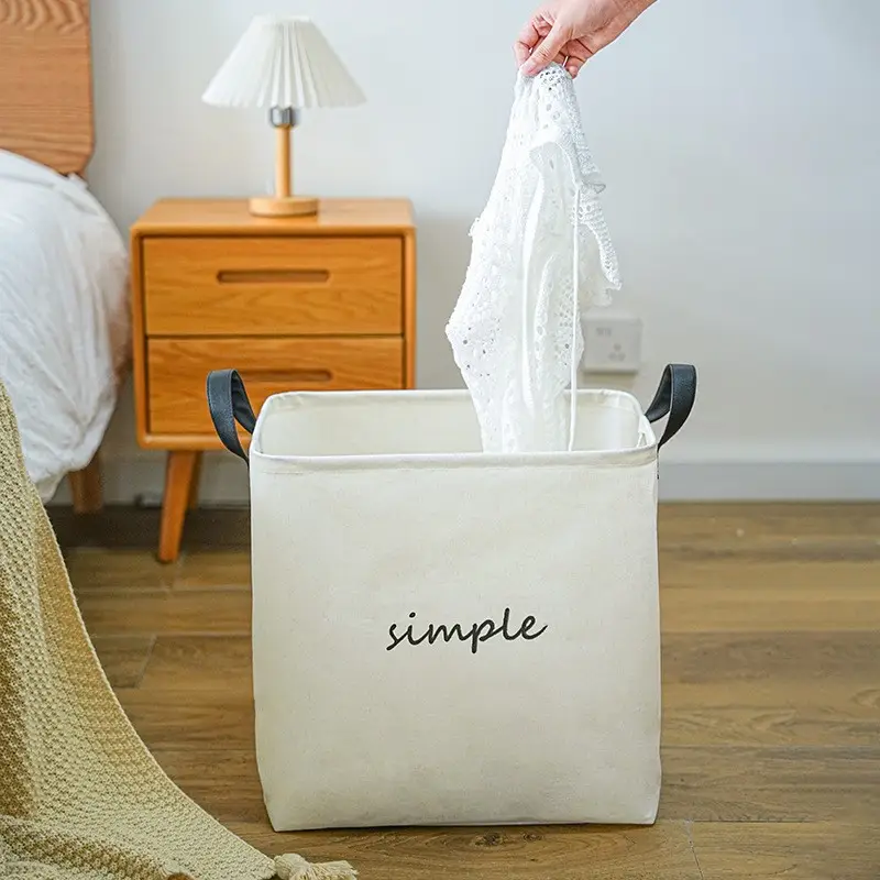 Large Cotton Linen Storage Basket Washable Foldable - Image 5