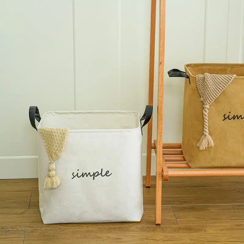 Large Cotton Linen Storage Basket Washable Foldable - Image 7