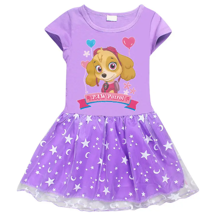 2023 Cotton Moon Star Kids Dress Blue Wang Wang Cartoon - Image 7
