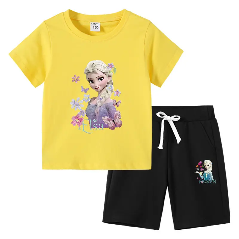 2023 Kids Cotton 2-Piece Summer Set Black Yellow - Image 12