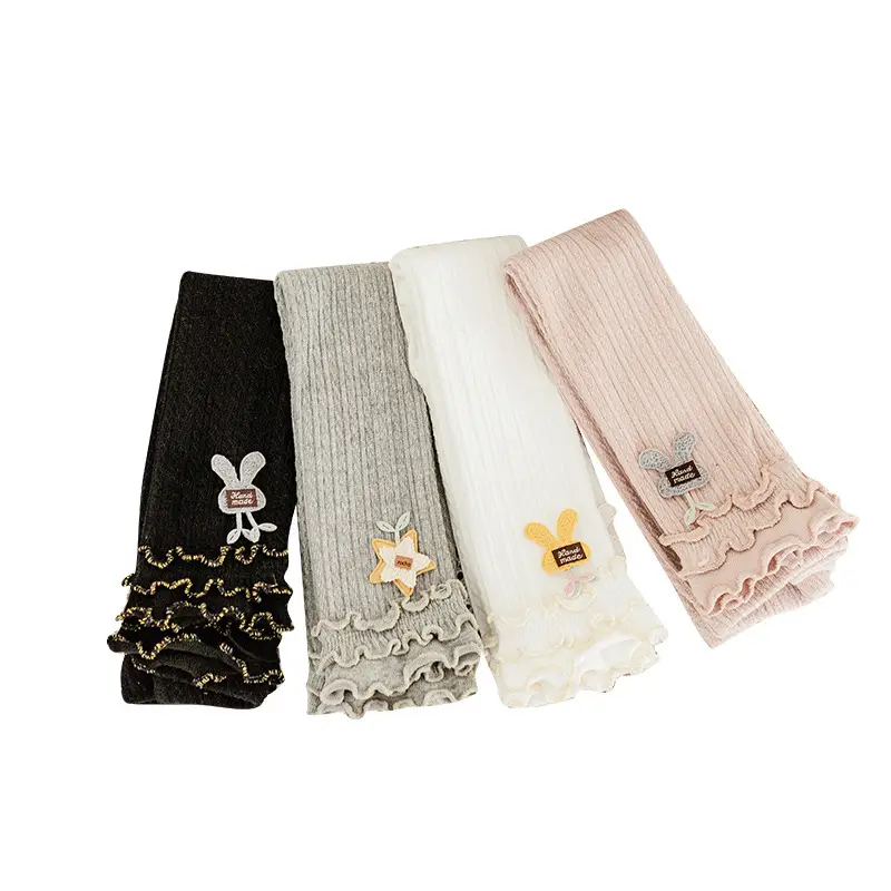 Pink Butterfly Embroidered Cotton Tights for Baby Girls