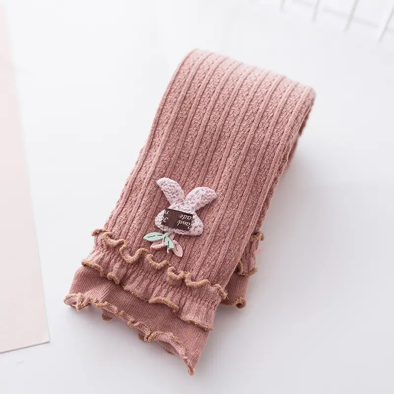 Pink Butterfly Embroidered Cotton Tights for Baby Girls