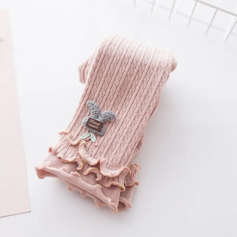 Pink Butterfly Embroidered Cotton Tights for Baby Girls