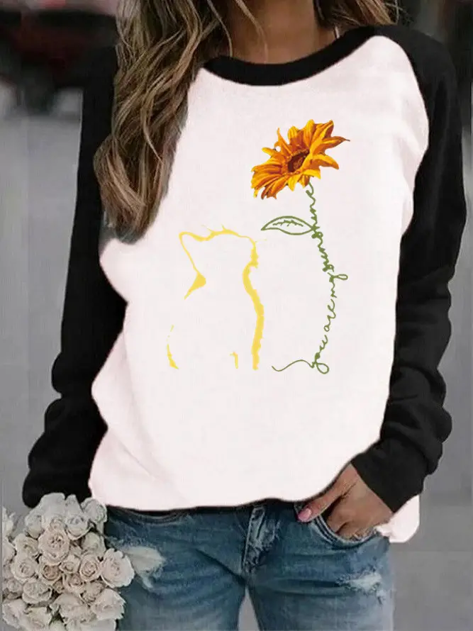2024 Winter Raglan Pullover Fleece Lined Floral Print - Image 7
