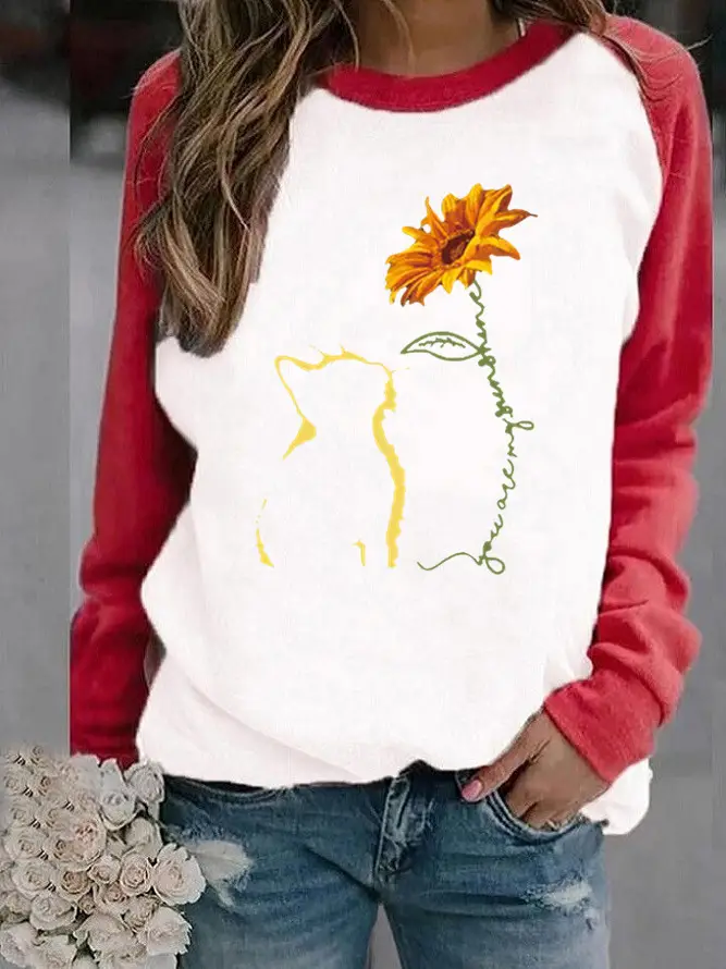 2024 Winter Raglan Pullover Fleece Lined Floral Print - Image 8