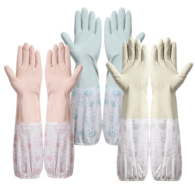 Meiliya Special Warm Kitchen Cleaning Gloves Winter Velvet Waterproof Rubber - Image 2
