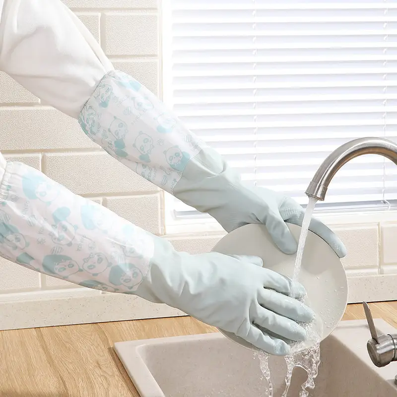 Meiliya Special Warm Kitchen Cleaning Gloves Winter Velvet Waterproof Rubber - Image 3